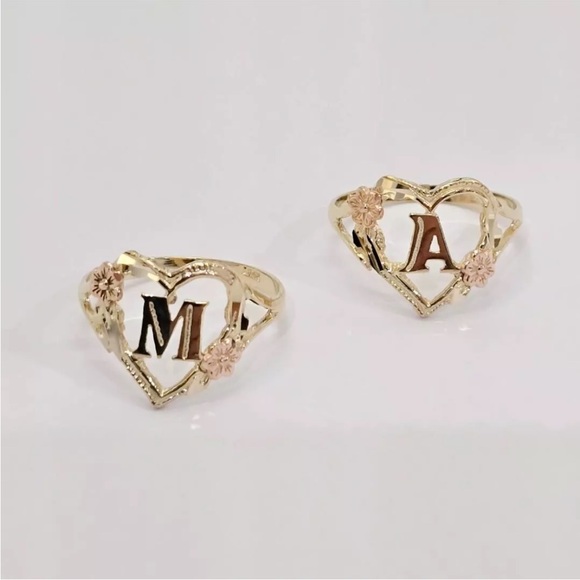 New Solid 14K Gold Initial Heart Ring Letter L all initials are available - Picture 7 of 9